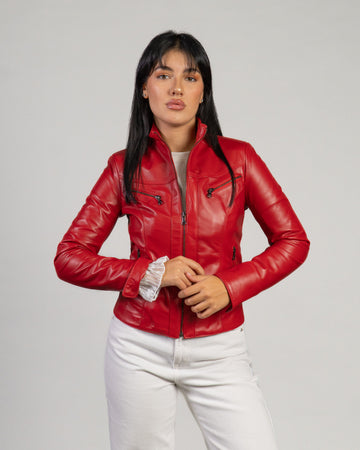 Kelly - Giacca Donna Rosso in Vera Pelle