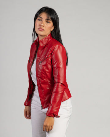Kelly - Giacca Donna Rosso in Vera Pelle