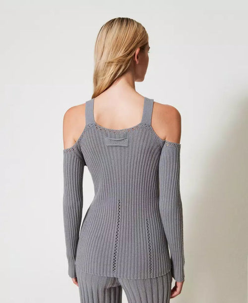 Twinset Maglia donna in filato Treeblend con spilla