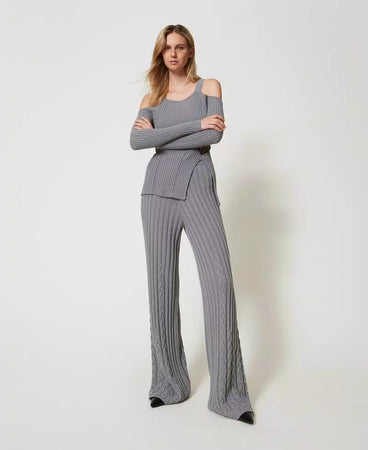 Twinset Maglia donna in filato Treeblend con spilla