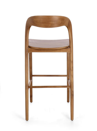 Sgabello "Miley" da bar struttura in legno teak finitura naturale per interni