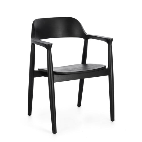 Sedia Idris in legno teak con braccioli colore nero da interno