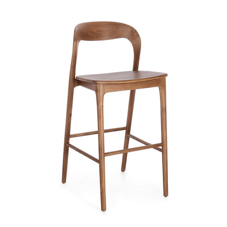 Sgabello "Miley" da bar struttura in legno teak finitura naturale per interni