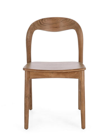 Sedia "Miley" in legno teak con vernice a base di nitrocellulosa da interno