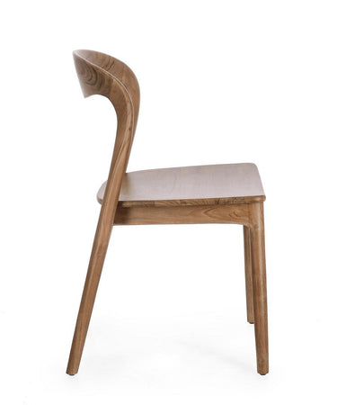 Sedia "Miley" in legno teak con vernice a base di nitrocellulosa da interno