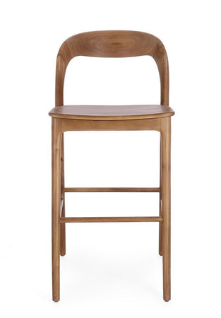Sgabello "Miley" da bar struttura in legno teak finitura naturale per interni