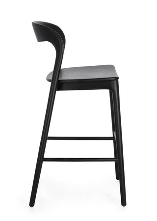 Sgabello "Miley" da bar struttura in legno teak finitura naturale per interni