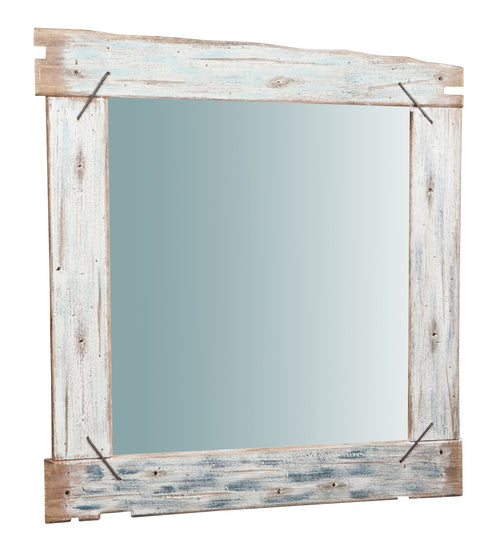Biscottini Specchio da parete in legno massello L90xPR3,5xH90 cm. effetto antico dipinto