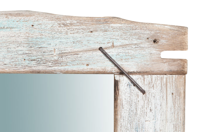 Biscottini Specchio da parete in legno massello L90xPR3,5xH90 cm. effetto antico dipinto
