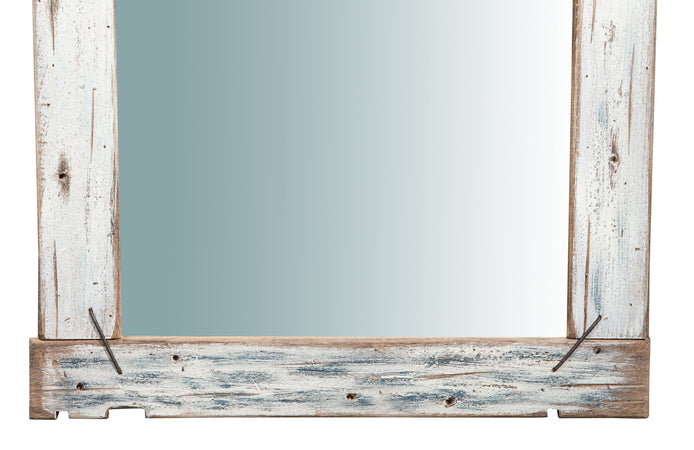 Biscottini Specchio da parete in legno massello L90xPR3,5xH120 cm. effetto antico dipinto