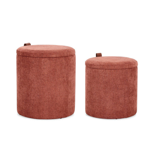 Pouf Katia contenitore struttura in MDF rivestimento in poliestere per interno set da 2