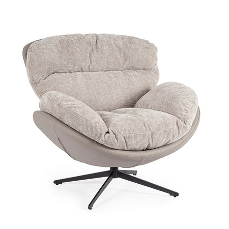 Poltrona girevole "Adinda" gambe in acciaio e cuscini in poliestere per interno
