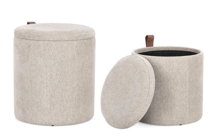 Pouf "Katia" contenitore struttura in MDF rivestimento in poliestere per interno set da 2