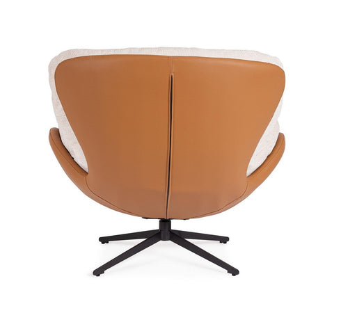 Poltrona girevole "Adinda" gambe in acciaio e cuscini in poliestere per interno