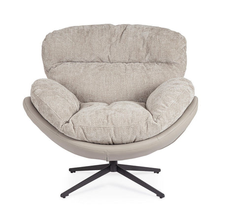 Poltrona girevole "Adinda" gambe in acciaio e cuscini in poliestere per interno