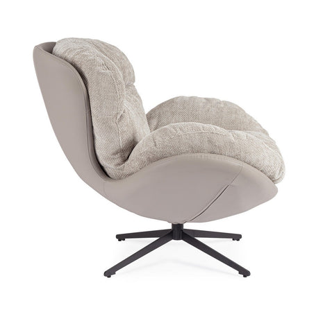 Poltrona girevole "Adinda" gambe in acciaio e cuscini in poliestere per interno