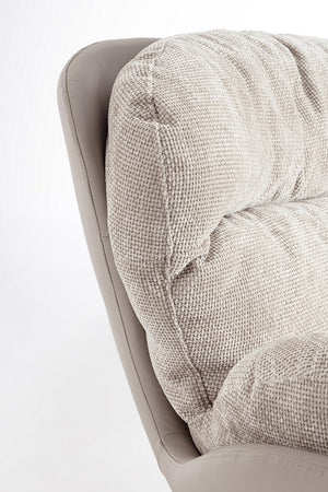 Poltrona girevole "Adinda" gambe in acciaio e cuscini in poliestere per interno