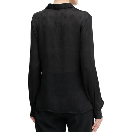 Guess camicia nera logo peony MARTHE W5YH1AWHCR2JBLK