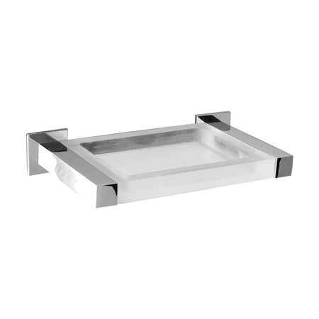 Porta sapone da bagno a parete  linea Picasso in ottone cromato e plexiglas satinato - accessori bagno