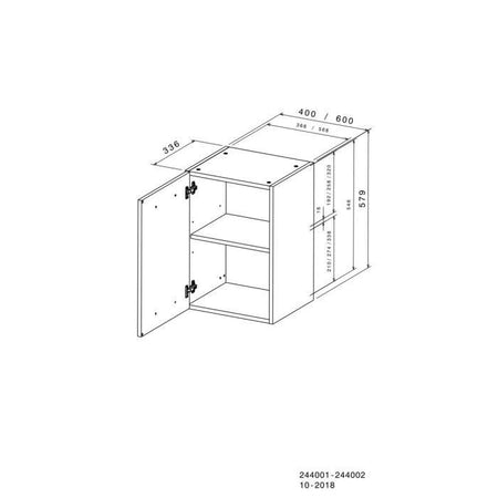 Oslo High Furniture 1 Door + Tablet - Matt White Decor - L 40 X D 36 X H 58 cm