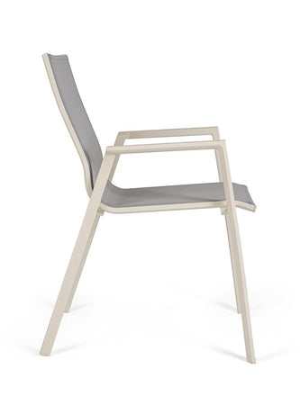 Sedia "Krion" struttura in alluminio con braccioli per interni ed esterni