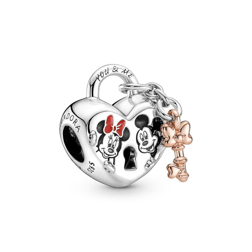 PANDORA - Disney, charm Lucchetto d'Amore Mickey Mouse & Minnie