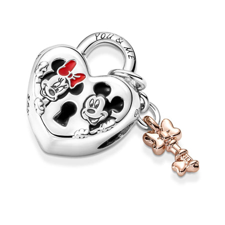 PANDORA - Disney, charm Lucchetto d'Amore Mickey Mouse & Minnie