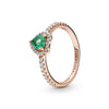 PANDORA- Anello Cuore in rilievo scintillante Rose gold and green