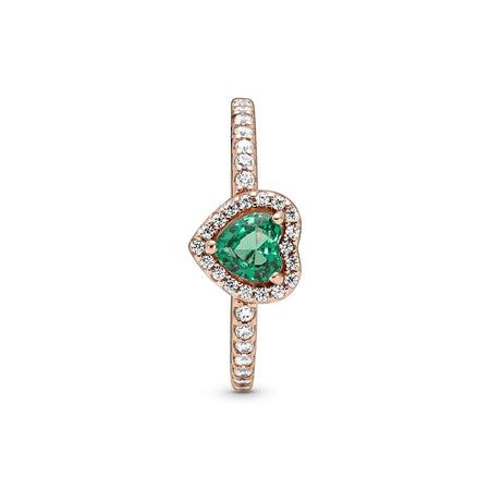 PANDORA- Anello Cuore in rilievo scintillante Rose gold and green