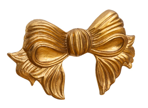 Biscottini Decoro a forma di fiocco in legno finitura foglia oro anticato L67xPR7xH38 cm Made in Italy