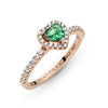 PANDORA- Anello Cuore in rilievo scintillante Rose gold and green