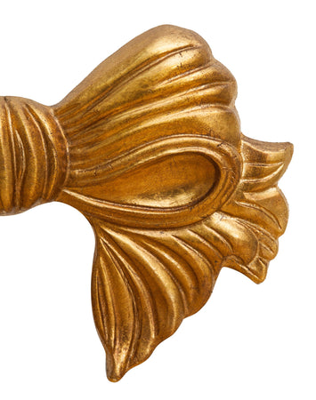 Biscottini Decoro a forma di fiocco in legno finitura foglia oro anticato L67xPR7xH38 cm Made in Italy