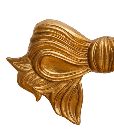 Biscottini Decoro a forma di fiocco in legno finitura foglia oro anticato L67xPR7xH38 cm Made in Italy