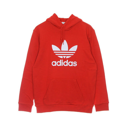 Adidas Felpa Leggera Cappuccio Uomo Trefoil Hoody Vivid Red/white da uomo
