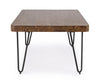 Tavolino Edgar gambe in acciaio e piano in legno di acacia per arredamento