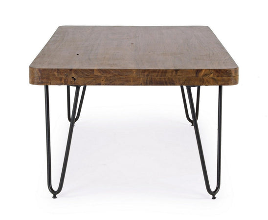 Tavolino "Edgar" gambe in acciaio e piano in legno di acacia per arredamento
