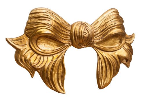 Biscottini Decoro a forma di fiocco in legno finitura foglia oro anticato L87xPR7xH50 cm Made in Italy