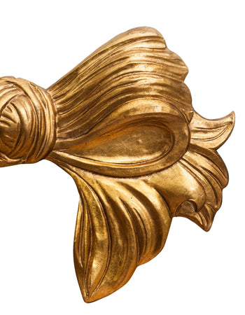 Biscottini Biscottini Decoro Fiocco Legno Foglia Oro Anticati 87x7x50 Made Italy Arredo