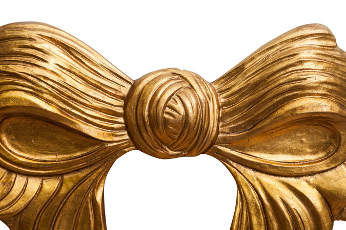 Biscottini Biscottini Decoro Fiocco Legno Foglia Oro Anticati 87x7x50 Made Italy Arredo