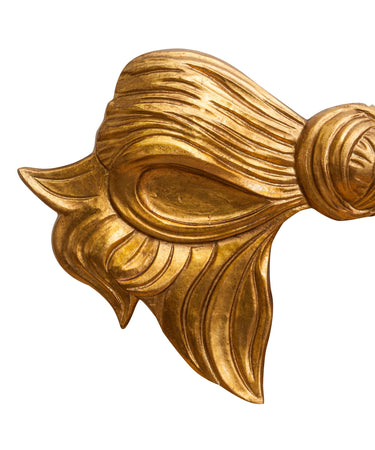 Biscottini Decoro a forma di fiocco in legno finitura foglia oro anticato L87xPR7xH50 cm Made in Italy