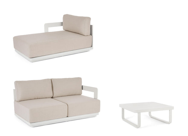 Salotto con poltrone e tavolino "Mariel" struttura in alluminio per veranda e giardino