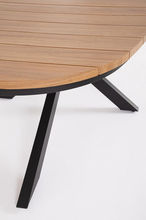 Tavolo "Zelmar" struttura in alluminio verniciato a polvere piano effetto legno per arredo casa