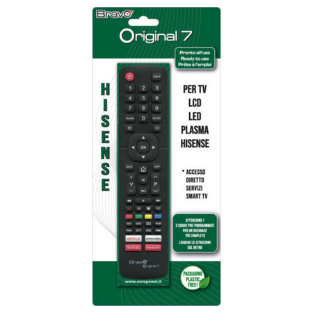 Bravo Original 7 Telecomando Compatibile TV Hisense - Nero