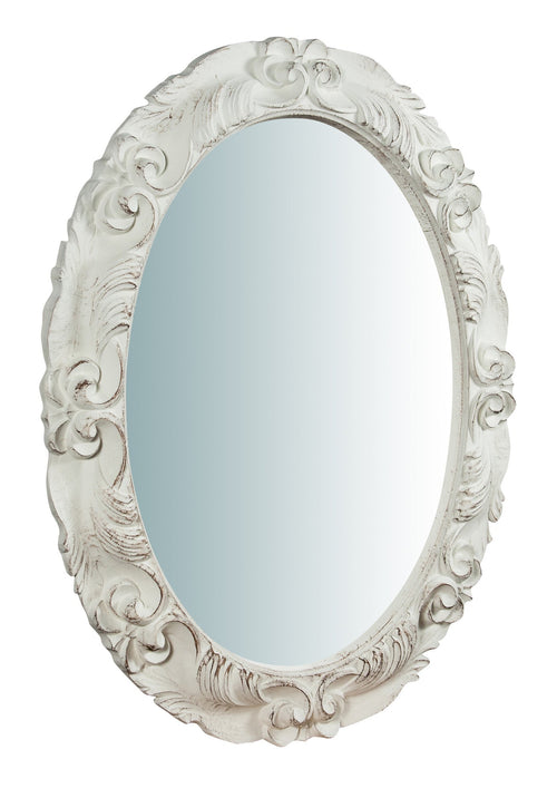 Biscottini Biscottini Specchiera Parete Legno Bianco Anticato 66x4.5x88 Made Italy Design