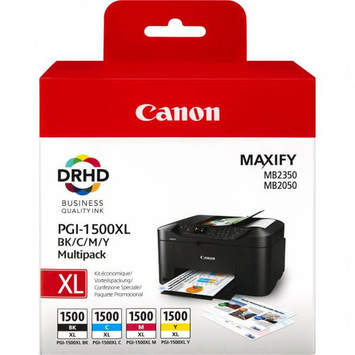 Canon Cartucce d'inchiostro a resa elevata Multipack BK/C/M/Y PGI-1500XL (OEM Canon PGI-1500XL 4 Colour Hi Cap Ink Cartridges 70.7ml)