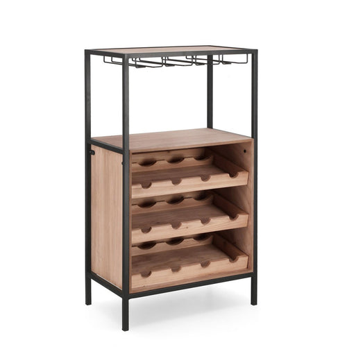 Mobile da bar Isaac porta bottiglie struttura in acciaio e legno per interni