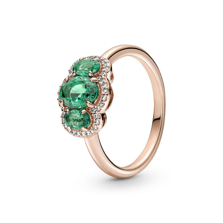 PANDORA - Anello vintage con tre pietre rosé gold and green
