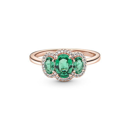 PANDORA - Anello vintage con tre pietre rosé gold and green
