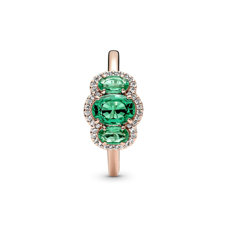 PANDORA - Anello vintage con tre pietre rosé gold and green