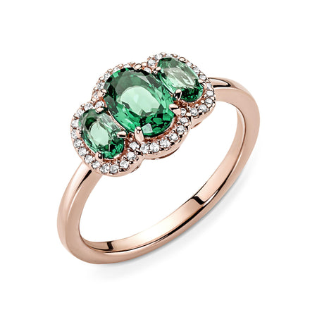 PANDORA - Anello vintage con tre pietre rosé gold and green